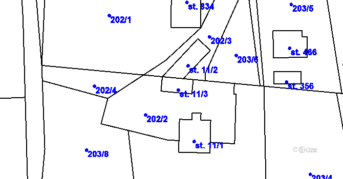 Parcela st. 11/3 v KÚ Malenovice, Katastrální mapa