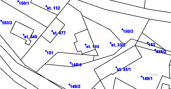 Parcela st. 115 v KÚ Malenovice, Katastrální mapa
