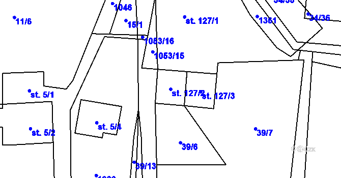 Parcela st. 127/2 v KÚ Malenovice, Katastrální mapa