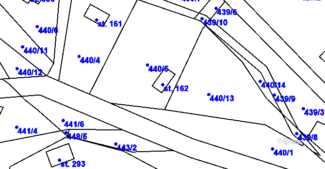 Parcela st. 162 v KÚ Malenovice, Katastrální mapa