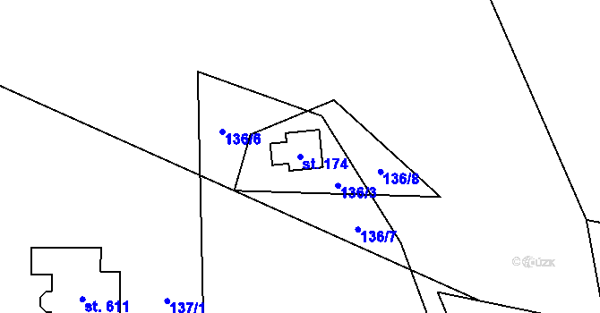 Parcela st. 174 v KÚ Malenovice, Katastrální mapa