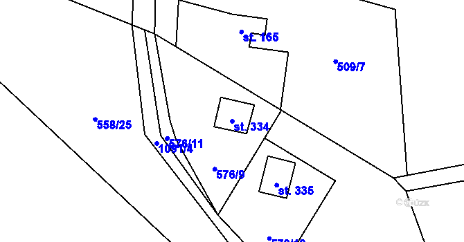 Parcela st. 334 v KÚ Malenovice, Katastrální mapa