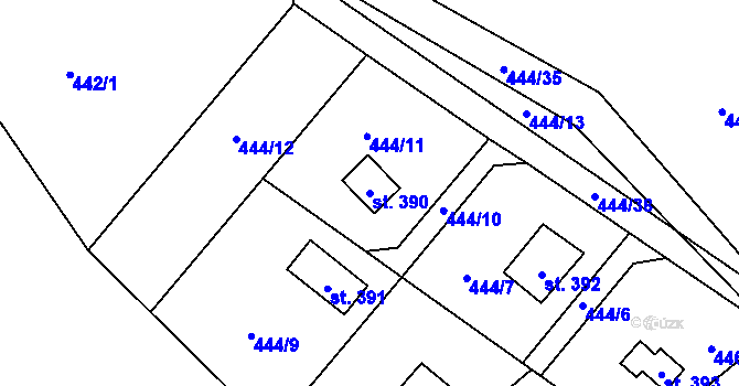 Parcela st. 390 v KÚ Malenovice, Katastrální mapa