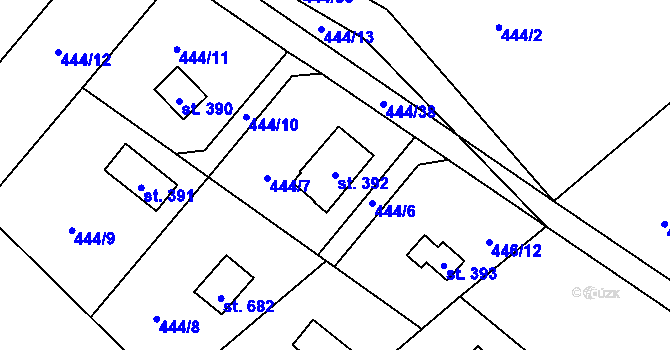 Parcela st. 392 v KÚ Malenovice, Katastrální mapa