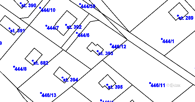 Parcela st. 393 v KÚ Malenovice, Katastrální mapa