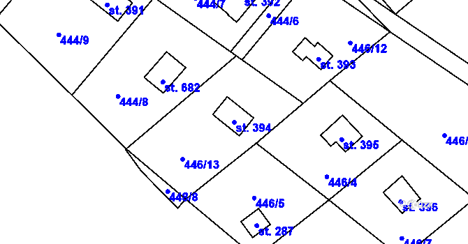 Parcela st. 394 v KÚ Malenovice, Katastrální mapa
