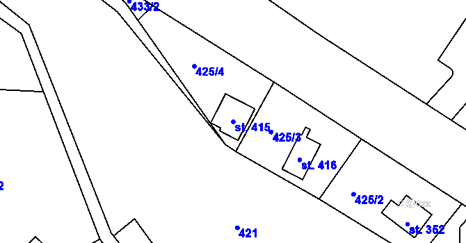 Parcela st. 415 v KÚ Malenovice, Katastrální mapa