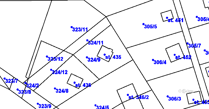 Parcela st. 435 v KÚ Malenovice, Katastrální mapa