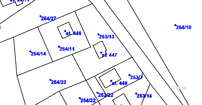 Parcela st. 447 v KÚ Malenovice, Katastrální mapa
