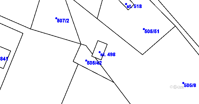 Parcela st. 498 v KÚ Malenovice, Katastrální mapa