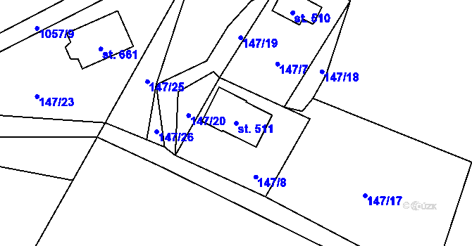 Parcela st. 511 v KÚ Malenovice, Katastrální mapa