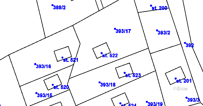 Parcela st. 522 v KÚ Malenovice, Katastrální mapa