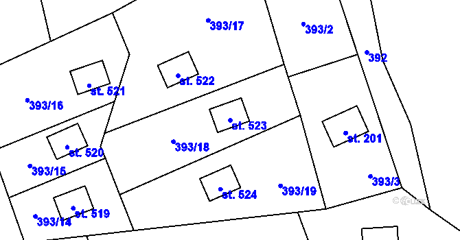 Parcela st. 523 v KÚ Malenovice, Katastrální mapa