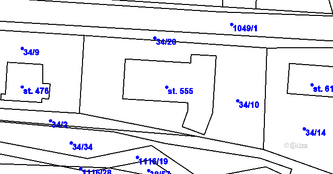 Parcela st. 555 v KÚ Malenovice, Katastrální mapa