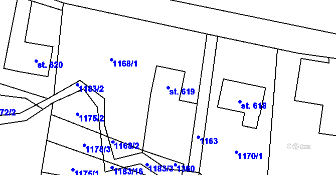 Parcela st. 619 v KÚ Malenovice, Katastrální mapa