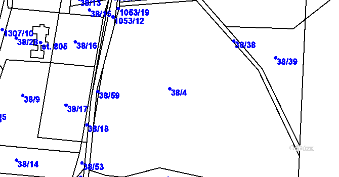 Parcela st. 38/4 v KÚ Malenovice, Katastrální mapa