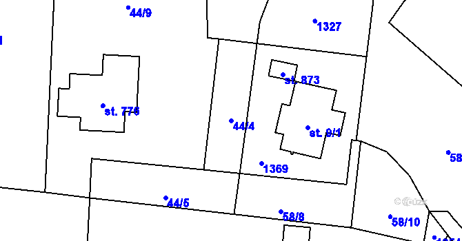 Parcela st. 44/4 v KÚ Malenovice, Katastrální mapa