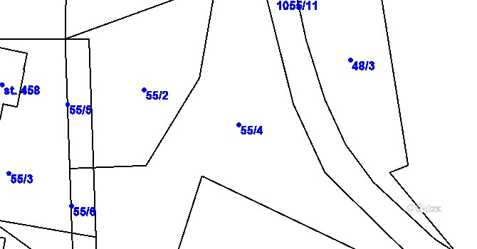 Parcela st. 55/4 v KÚ Malenovice, Katastrální mapa