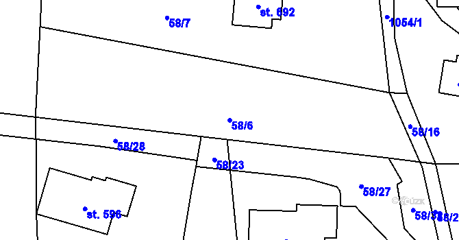 Parcela st. 58/6 v KÚ Malenovice, Katastrální mapa