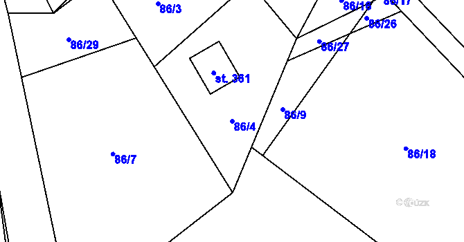 Parcela st. 86/4 v KÚ Malenovice, Katastrální mapa