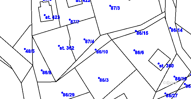 Parcela st. 86/10 v KÚ Malenovice, Katastrální mapa