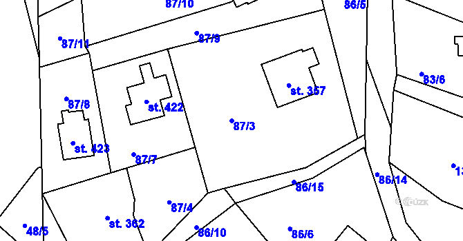 Parcela st. 87/3 v KÚ Malenovice, Katastrální mapa