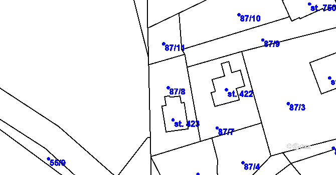 Parcela st. 87/8 v KÚ Malenovice, Katastrální mapa