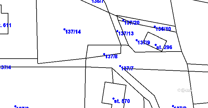 Parcela st. 137/8 v KÚ Malenovice, Katastrální mapa