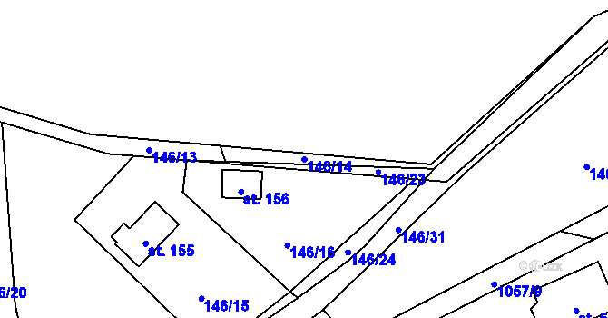 Parcela st. 146/14 v KÚ Malenovice, Katastrální mapa