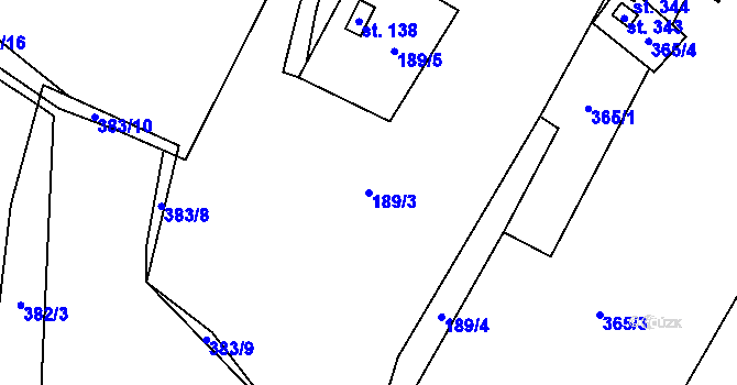 Parcela st. 189/3 v KÚ Malenovice, Katastrální mapa