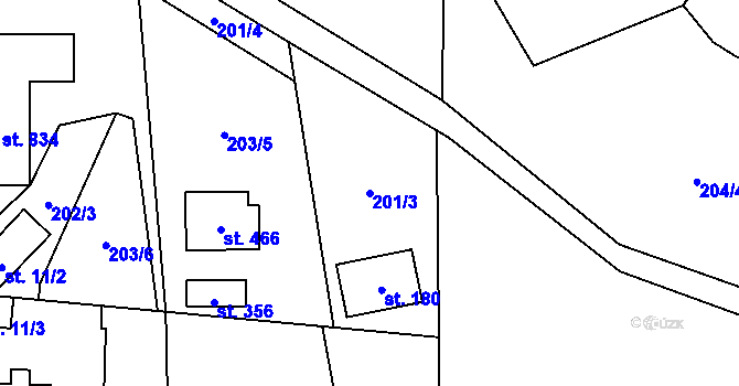 Parcela st. 201/3 v KÚ Malenovice, Katastrální mapa