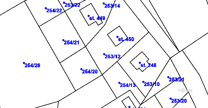 Parcela st. 253/12 v KÚ Malenovice, Katastrální mapa