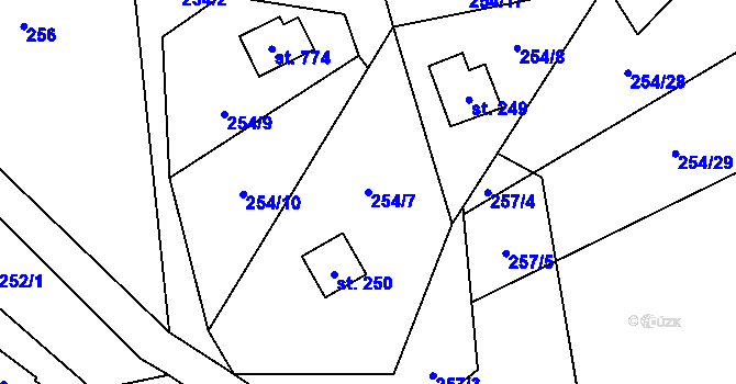Parcela st. 254/7 v KÚ Malenovice, Katastrální mapa