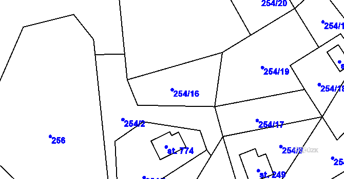 Parcela st. 254/16 v KÚ Malenovice, Katastrální mapa
