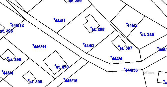 Parcela st. 444/3 v KÚ Malenovice, Katastrální mapa