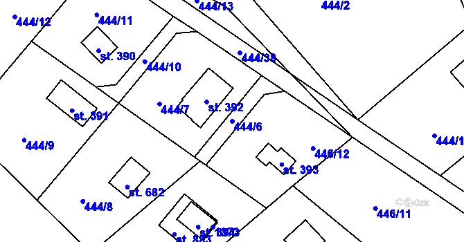 Parcela st. 444/6 v KÚ Malenovice, Katastrální mapa