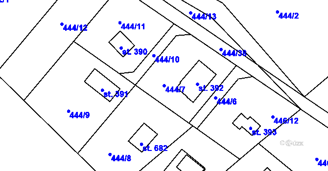 Parcela st. 444/7 v KÚ Malenovice, Katastrální mapa