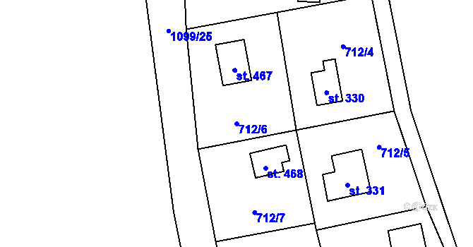 Parcela st. 712/6 v KÚ Malenovice, Katastrální mapa