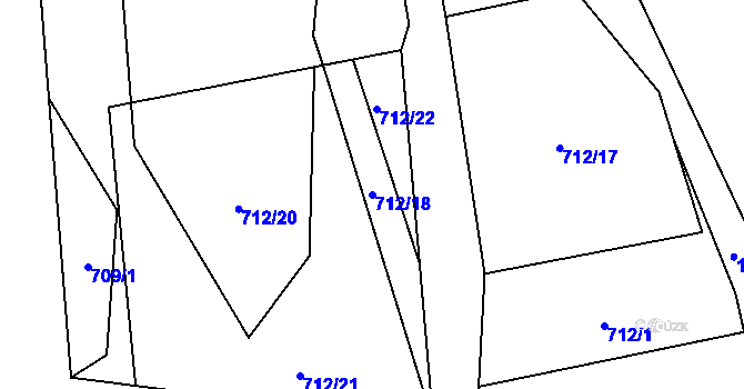 Parcela st. 712/18 v KÚ Malenovice, Katastrální mapa