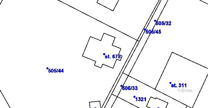Parcela st. 675 v KÚ Malenovice, Katastrální mapa