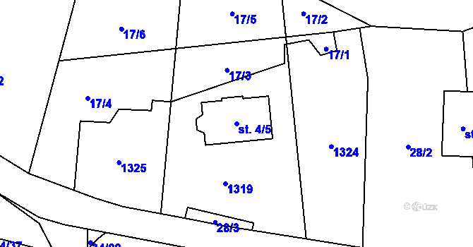 Parcela st. 4/5 v KÚ Malenovice, Katastrální mapa
