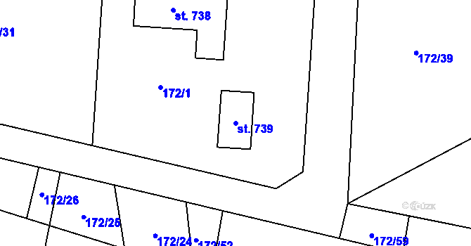 Parcela st. 739 v KÚ Malenovice, Katastrální mapa