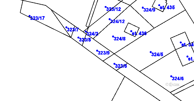 Parcela st. 323/9 v KÚ Malenovice, Katastrální mapa