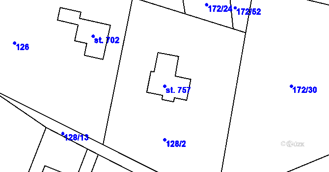 Parcela st. 757 v KÚ Malenovice, Katastrální mapa