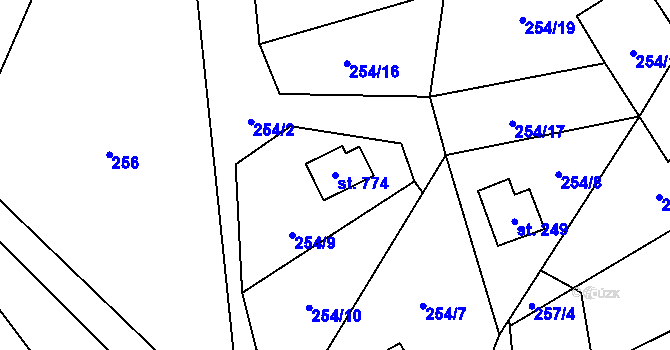 Parcela st. 774 v KÚ Malenovice, Katastrální mapa
