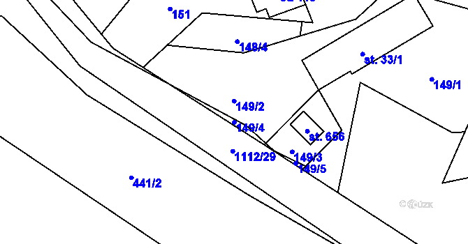 Parcela st. 149/4 v KÚ Malenovice, Katastrální mapa