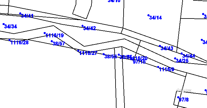 Parcela st. 38/56 v KÚ Malenovice, Katastrální mapa