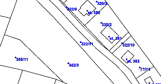 Parcela st. 322/11 v KÚ Malenovice, Katastrální mapa
