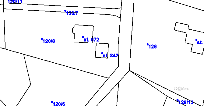 Parcela st. 842 v KÚ Malenovice, Katastrální mapa