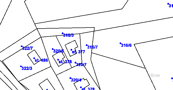 Parcela st. 316/7 v KÚ Malenovice, Katastrální mapa